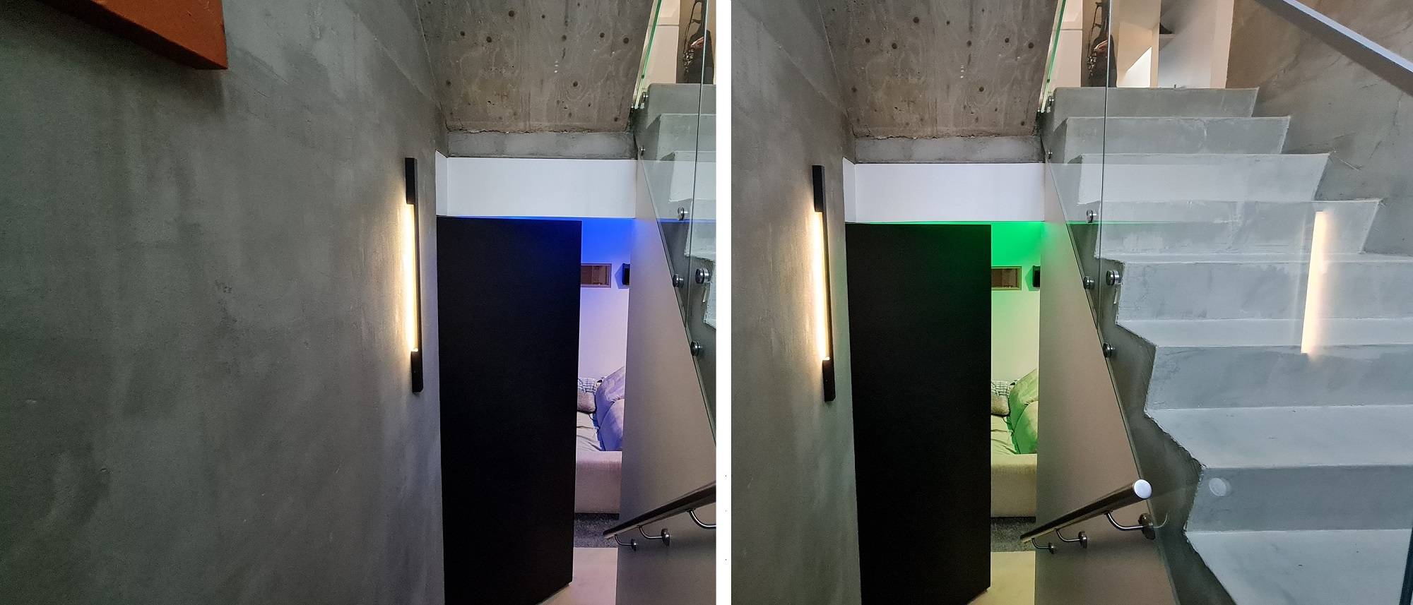 Escaleras al cine en casa - Luces de colores RGB